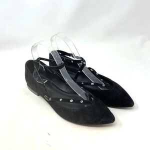 Rebecca Minkoff Faye Black Suede Studded Pointed Toe Flats Size‎ US 7.5